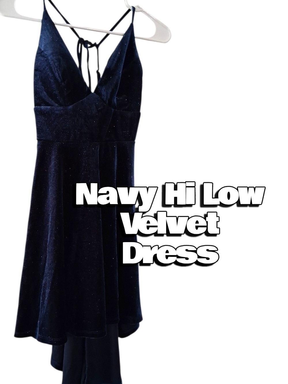 B Darlin Navy Velvet High-Low Dress